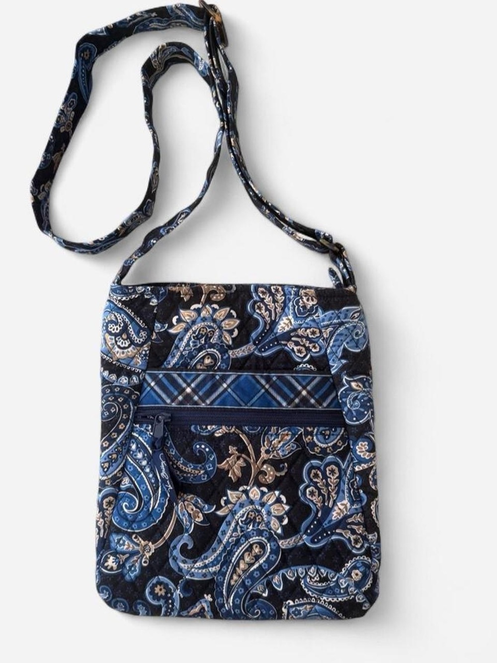 Vera Bradley Navy and Light Blue Paisley Quilted Crossbody